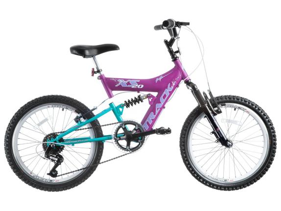 Bicicleta Track&bikes Xs20 Aro 20 Full Suspensão 6 Marchas - Azul/rosa