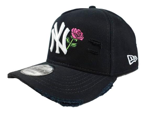 Boné New Era Rasgado Aba Curva New York Yankees Preto Flor - Boné Esportivo  - Magazine Luiza