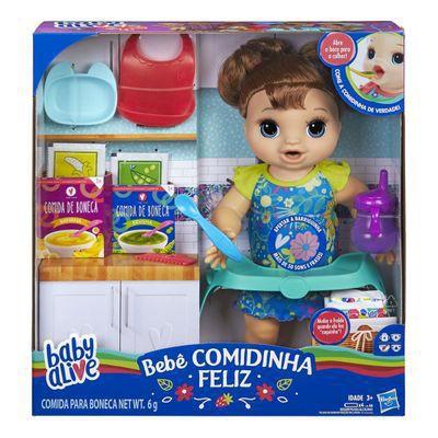 Boneca Baby Alive Bebe Faminta Morena Comilona Comidinha Feliz E45 Hasbro Boneca Baby Alive Magazine Luiza