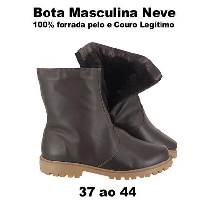 Bota Masculina Neve 100% Lã Pelo Couro Legítimo Impermeável Inverno MG1003M - W1003 - Bota Masculina - Magazine Luiza