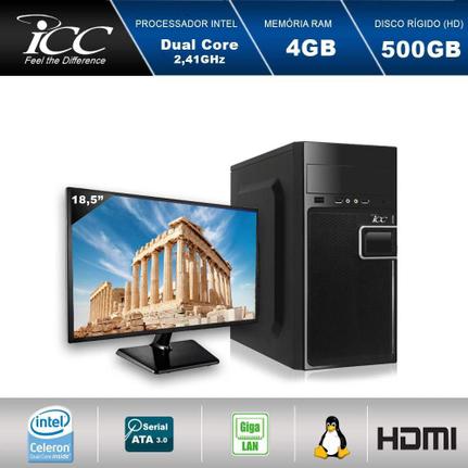 Desktop Icc Iv1840c2m18 Celeron J1800 2.41ghz 4gb 250gb Intel Hd Graphics Linux 18,5" Com Monitor