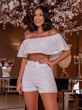 cropped e shorts branco