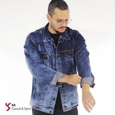 jaqueta jeans escuro masculina