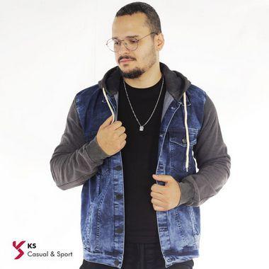 jaqueta jeans cinza
