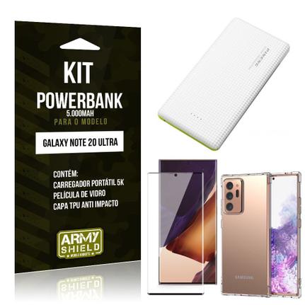Kit Carregador Portátil 5K Tipo C Galaxy Note 20 Ultra + Capa Anti Impacto  +Película Vidro 3D -Armyshield - Carregador de Celular - Magazine Luiza