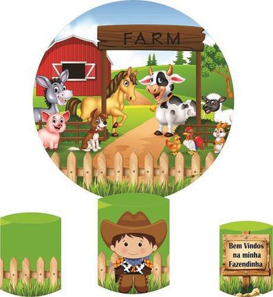 Kit Painel Redondo Festa 1 5m Capa Cilindro Fazendinha Mix Fundos Fotograficos Painel De Festas Magazine Luiza