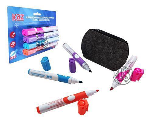 Kit Pincel Caneta Quadro Branco 4 Cor Apagador Marcador Kaz For Sales Geek Caneta Para Quadro Branco Magazine Luiza