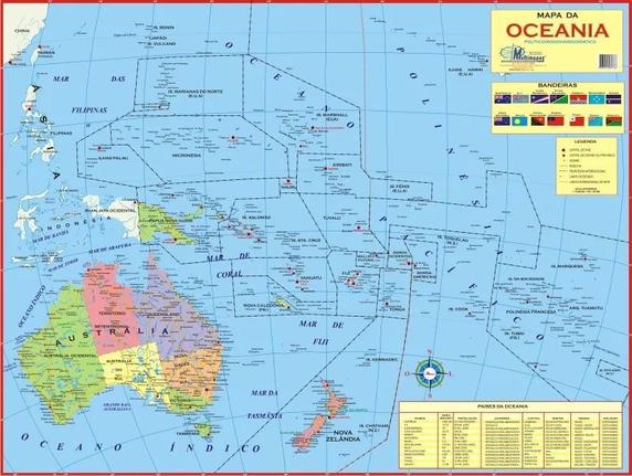 continente de oceania mapa politico Mapa Geo Politico Do Continente Oceania 120 X 90 Cm Spmix Mapas E Atlas Magazine Luiza continente de oceania mapa politico