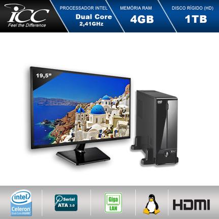 Desktop Icc Sl1842dm19 Celeron J1800 2.41ghz 4gb 1tb Intel Hd Graphics Linux 19,5" Com Monitor