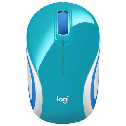 Mouse Wireless Óptico Led 1000 Dpis M187 Verde Água 910-005459 Logitech