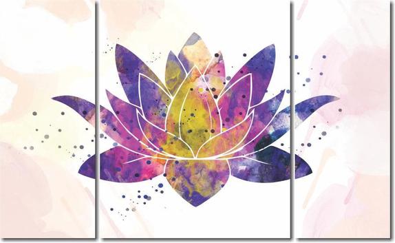 Quadro Decorativo Flor De Lotus Colorida 3 Pecas Quadros Decorativos Quadro Decorativo Magazine Luiza