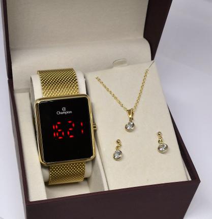 Relógio champion unissex digital led ch40080v quadrado Clearance