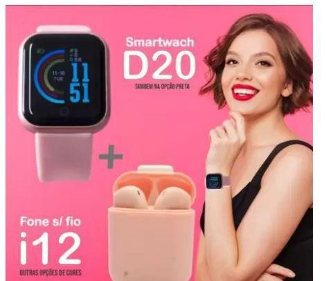 relogio inteligente smartwatch y68 bluetooth rosa