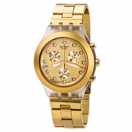 relógio swatch full blooded dourado