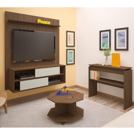 Sala De Estar Completa Com Painel Mesa Centro E Aparador