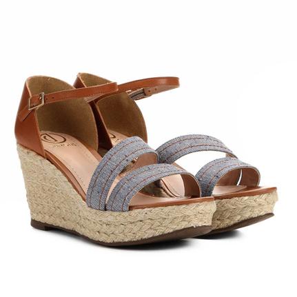 sandália anabela via marte trançada corda