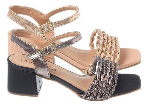Sandália Casual Salto Baixo Saltinho Grosso Bloco Tranças - Fashionei -  Sandália Feminina - Magazine Luiza