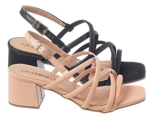 Saltinho Feminino Sandália Salto Grosso Lindo Várias Cores