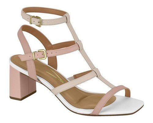 Sandália Feminina Bicolor Tiras Salto Grosso Vizzano - Sandália Feminina -  Magazine Luiza