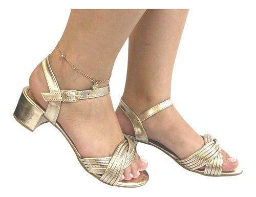 Sandália Salto Grosso Médio Saltinho Baixo Tiras Trançadas - Fashionei -  Sandália Feminina - Magazine Luiza