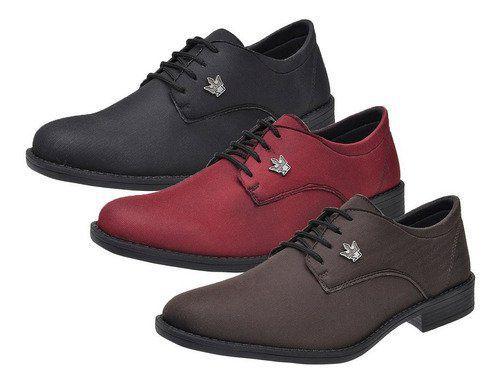 Sapato Masculino Social Casual Oxford Kit 3 Pares Preto/Vermelho/Marrom -  Master Tênis - Sapato Casual Masculino - Magazine Luiza