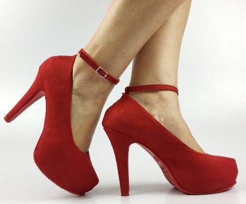 scarpin camurça vermelho