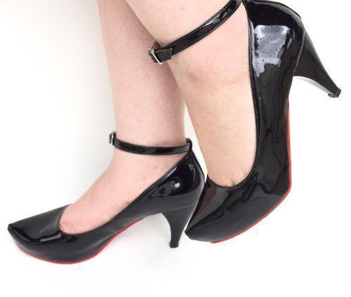 scarpin preto meia pata salto medio