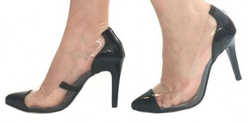 scarpin transparente bico preto