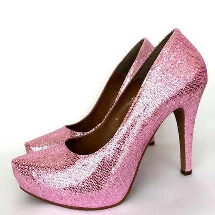 Scarpin Rosa Bebe Glitter Brilho Meia Pata Salto Alto Fino Calcados Etc Vigia De Preco