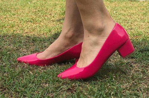 scarpin rosa pink salto baixo