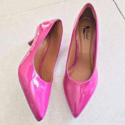 sapato pink salto baixo