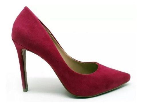 scarpin camurça vermelho