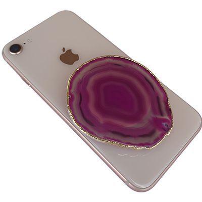 Suporte De Celular Pedras Agatas Com Banho Dourado 1 Pc Brazilgems Pop Socket Magazine Luiza