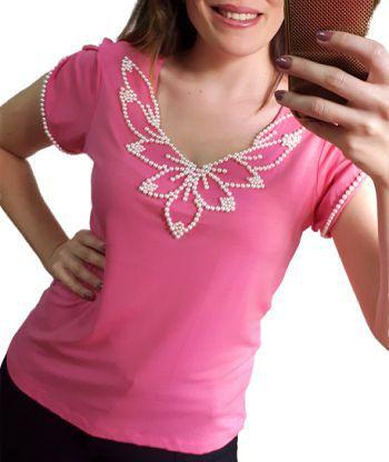 blusa malha bordada