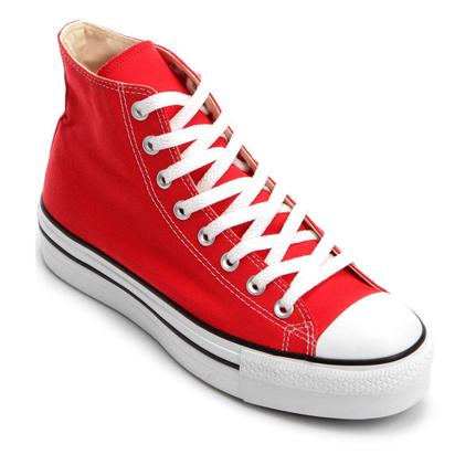 all star cano alto plataforma vermelho