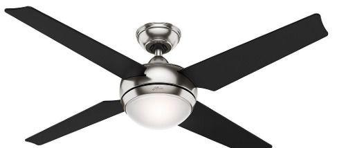 Ventilador Teto Hunter Sonic Niquel Escovado 4 Pas Preta E Controle Remoto 127v Hunter Fan