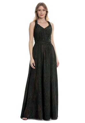vestido folhas verdes