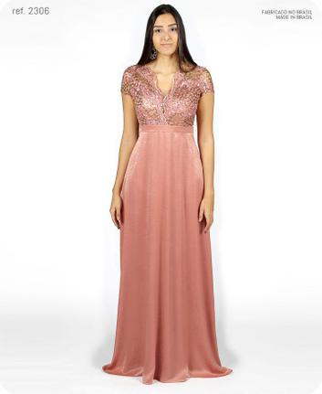 Vestido de festa longo rosê rosa antigo ref. 2306 - SeuVestido - Vestido  Feminino - Magazine Luiza
