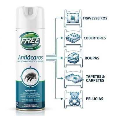 Antiácaros Colchão Travesseiro Tapete Free Inset 300ml