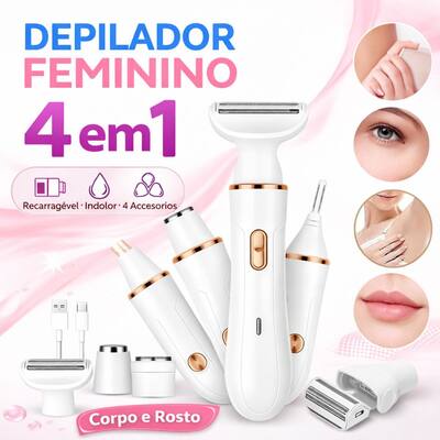 Aparador Elétrico Feminino 4 em 1 Portátil Para Pelos Corpo e Rosto