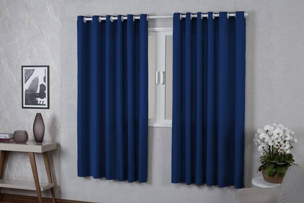 Cortina 2,20x1,70 Quarto Sala Escritorio Azul Royal