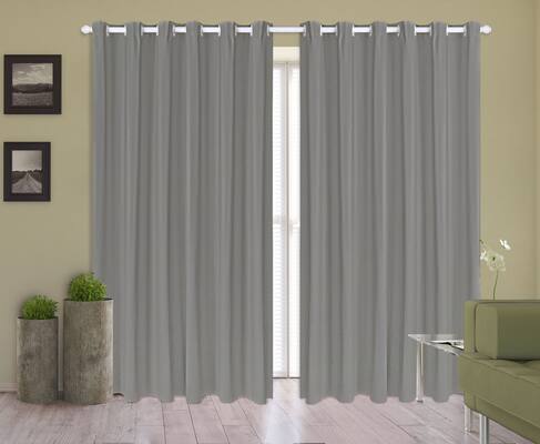 Cortina Corta Luz 3,00m X 1,80m 100% Blackout PVC Cinza Para Sala Ou Quarto Para Varão Simples