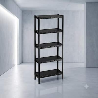 Estante Plástico Preta 5 Prateleiras Nápoles Organizador Livros Ferramentas Modular 872 Medidas 136cm x 55cm x 25 cm