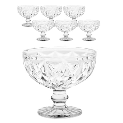 Jogo 6 Taças Sobremesas De Vidro Diamond Diamante 320ml