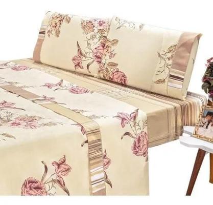 Jogo Lençol Casal 4 Peças Para Cama Box Linha Charmoso Estampas Variadas Luxo