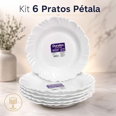 Jogo Pratos Fundo Brancos 6 Peças - Pétala Nadir