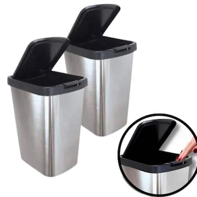 Kit 2 Lixeira Retangular 9 Litros Metalizada Cesto De Lixo Com Tampa Click Banheiro Cozinha Pia