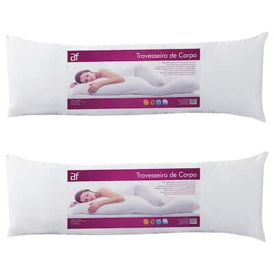 Kit 2 Travesseiro De Corpo Com Fronha Antialérgico Fibra Siliconada Extra Macio BF Colchões - Emcompre
