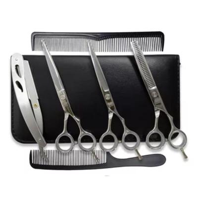 Kit 3 Tesoura Prata Fio Laser Fio Navalha Desfiadeira + Navalha + Estojo