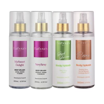 Kit 4 Body Splash Barbours Beauty 200ml Delight Very Sexy Roses Good Grace